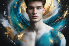 Abstract Male Art Ai Photos of Beautiful Men Enveloped by Colors