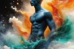 Abstract Male Art Ai Photos of Beautiful Men Enveloped by Colors