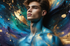 Abstract Male Art Ai Photos of Beautiful Men Enveloped by Colors