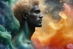 Abstract Male Art Ai Photos of Beautiful Men Enveloped by Colors