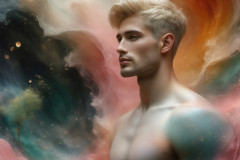 Abstract Male Art Ai Photos of Beautiful Men Enveloped by Colors