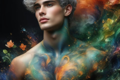 Abstract Male Art Ai Photos of Beautiful Men Enveloped by Colors