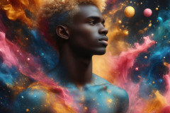 Abstract Male Art Ai Photos of Beautiful Men Enveloped by Colors