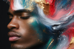 Abstract Male Art Ai Photos of Beautiful Men Enveloped by Colors