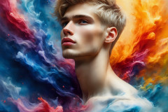 Abstract Male Art Ai Photos of Beautiful Men Enveloped by Colors