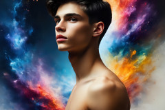 Abstract Male Art Ai Photos of Beautiful Men Enveloped by Colors