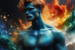 Abstract Male Art Ai Photos of Beautiful Men Enveloped by Colors