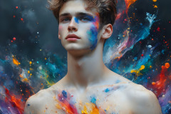 Abstract Male Art Ai Photos of Beautiful Men Enveloped by Colors
