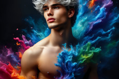 Abstract Male Art Ai Photos of Beautiful Men Enveloped by Colors