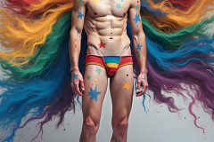 Abstract Male Art Ai Photos of Beautiful Men Enveloped by Colors