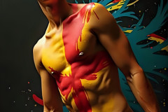 Abstract Male Art Ai Photos of Beautiful Men Enveloped by Colors