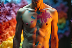 Abstract Male Art Ai Photos of Beautiful Men Enveloped by Colors