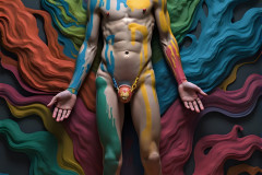 Abstract Male Art Ai Photos of Beautiful Men Enveloped by Colors