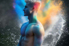 Abstract Male Art Ai Photos of Beautiful Men Enveloped by Colors
