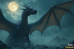 Majestic Dragons,shimmering in the moonlight.