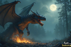 Majestic Dragons,shimmering in the moonlight.