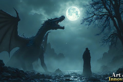Majestic Dragons,shimmering in the moonlight.