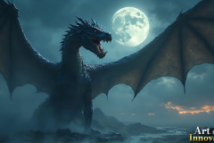 Majestic Dragons,shimmering in the moonlight.