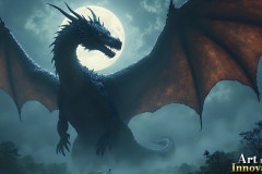 Majestic Dragons,shimmering in the moonlight.