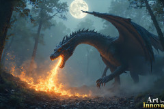 Majestic Dragons,shimmering in the moonlight.