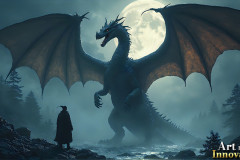 Majestic Dragons,shimmering in the moonlight.