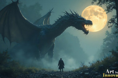 Majestic Dragons,shimmering in the moonlight.