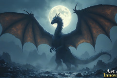 Majestic Dragons,shimmering in the moonlight.