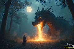 Majestic Dragons,shimmering in the moonlight.