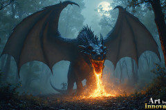 Majestic Dragons,shimmering in the moonlight.