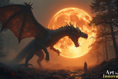 Majestic Dragons,shimmering in the moonlight.