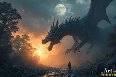 Majestic Dragons,shimmering in the moonlight.