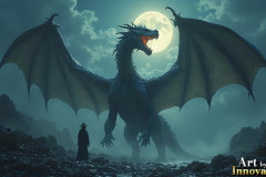 Majestic Dragons,shimmering in the moonlight.