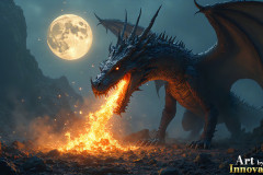 Majestic Dragons,shimmering in the moonlight.