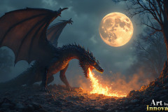 Majestic Dragons,shimmering in the moonlight.