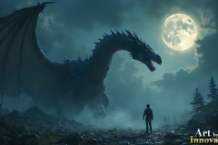 Majestic Dragons,shimmering in the moonlight.