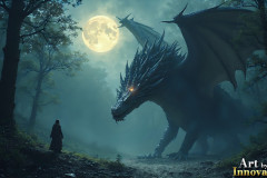 Majestic Dragons,shimmering in the moonlight.