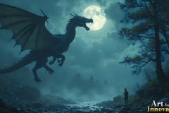 Majestic Dragons,shimmering in the moonlight.