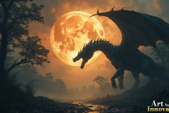 Majestic Dragons,shimmering in the moonlight.