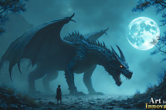 Majestic Dragons,shimmering in the moonlight.