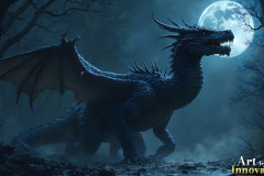 Majestic Dragons,shimmering in the moonlight.