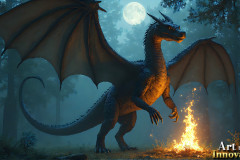 Majestic Dragons,shimmering in the moonlight.