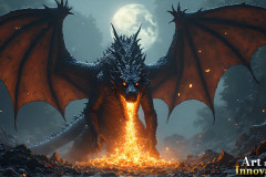 Majestic Dragons,shimmering in the moonlight.