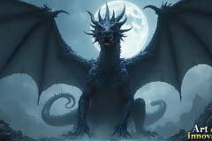 Majestic Dragons,shimmering in the moonlight.