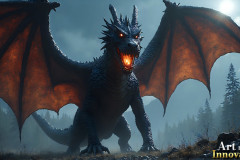 Majestic Dragons,shimmering in the moonlight.