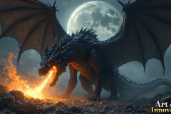 Majestic Dragons,shimmering in the moonlight.