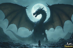 Majestic Dragons,shimmering in the moonlight.