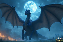 Majestic Dragons,shimmering in the moonlight.