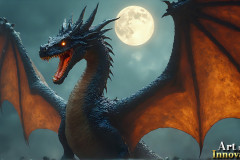 Majestic Dragons,shimmering in the moonlight.