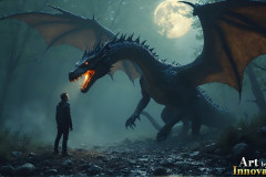 Majestic Dragons,shimmering in the moonlight.