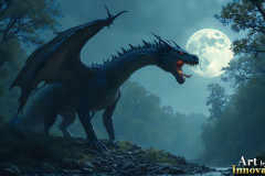 Majestic Dragons,shimmering in the moonlight.